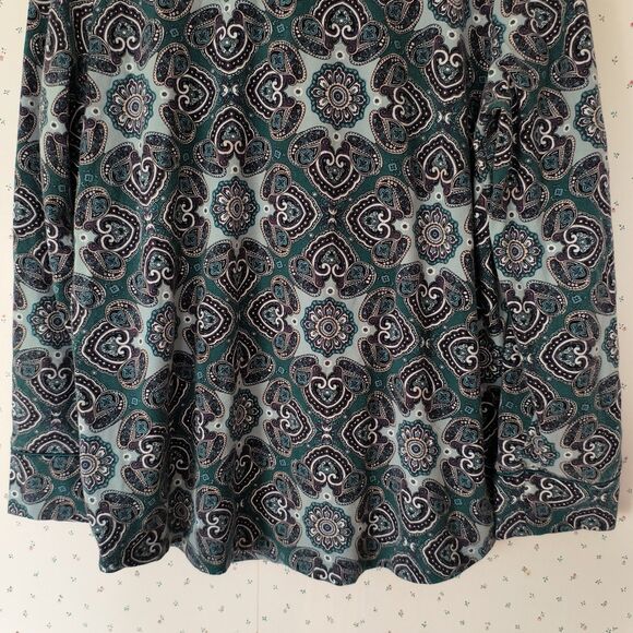 Soma Pajama Set Large Paisley Green Blue Stretch Pockets Lounge Cozy Holiday - Picture 10 of 16